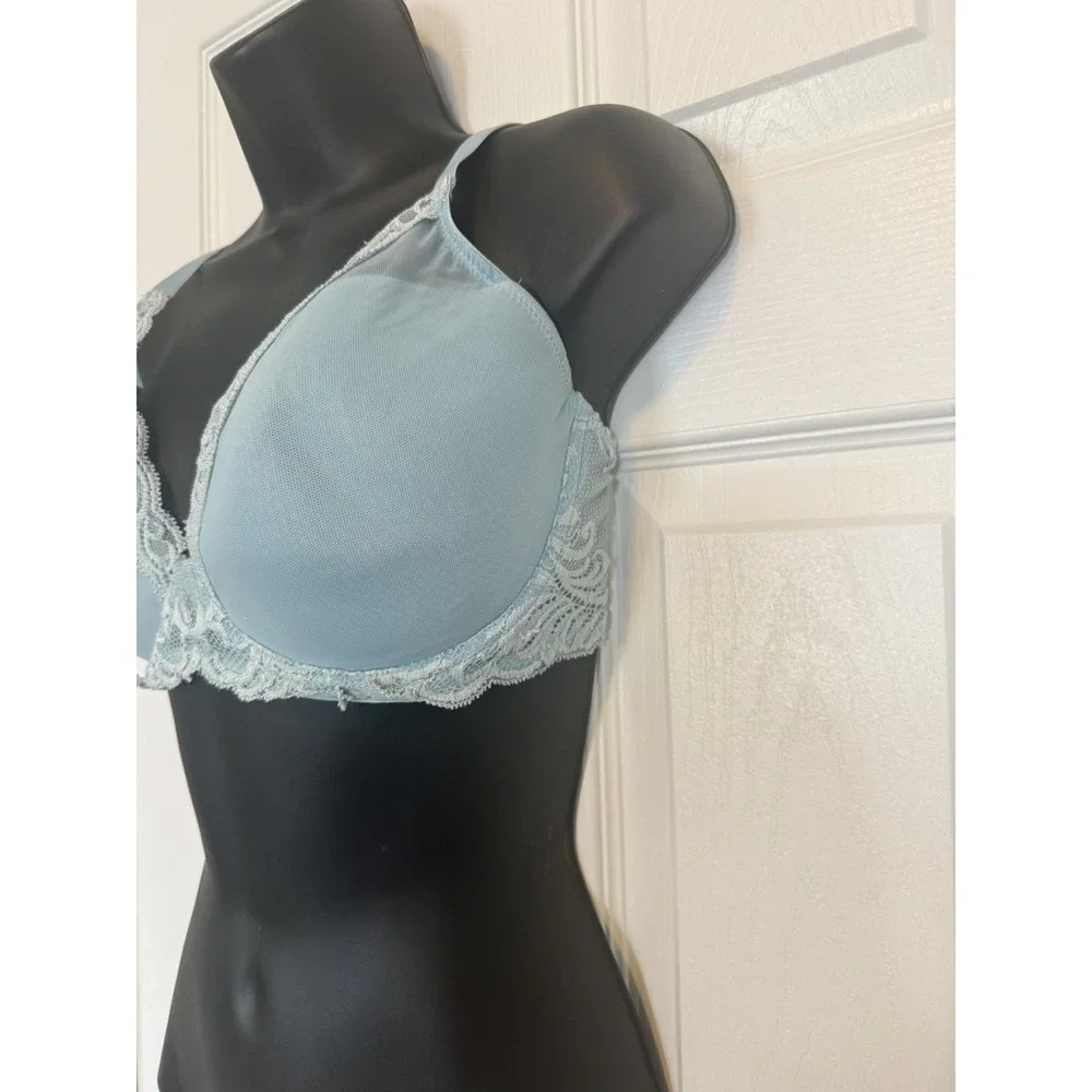 Natori 32G Feathers Plunge Lace T-Shirt Bra  730023 Ribbon Blue